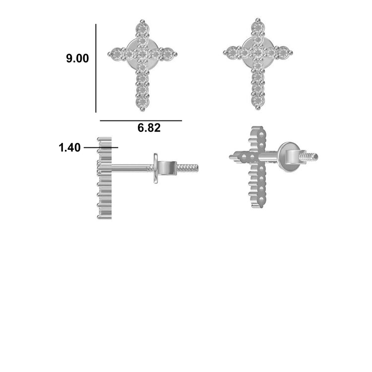 Cross Lab-Grown Diamond  + Solid Gold Stud Earrings