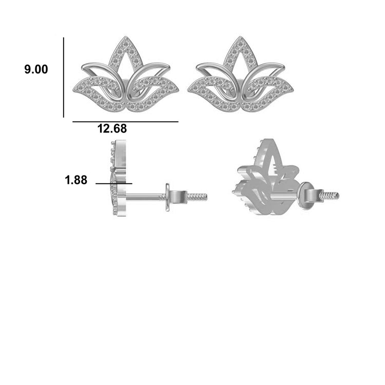 Lotus Stud Lab-Grown Diamond + Solid Gold Earrings