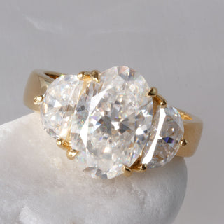 Oval Lab-Grown Diamond Half Moon Wide Band Ring 4.4 TCW