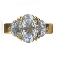 Oval Lab-Grown Diamond Half Moon Wide Band Ring 4.4 TCW