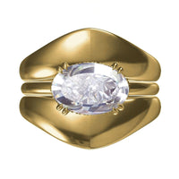 Oval Lab-Grown Diamond East to West Bold Domed Three-Piece Ring 3 CT - Set