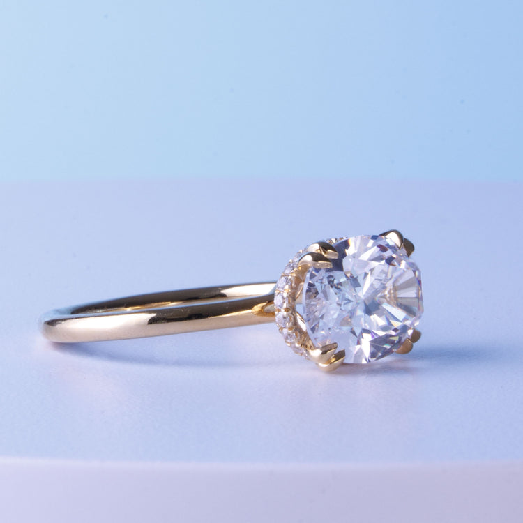 Oval Lab-Grown Diamond East-West Hidden Halo Ring 3 CT