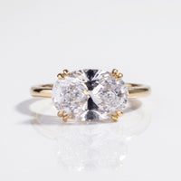 Oval Cut Lab-Grown Diamond East-West Hidden Halo Ring 3 CT