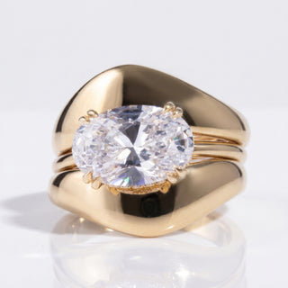 Oval Lab-Grown Diamond East to West Bold Domed Three-Piece Ring 3 CT - Set