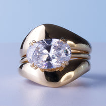 Oval Lab-Grown Diamond East to West Bold Domed Three-Piece Ring 3 CT - Set