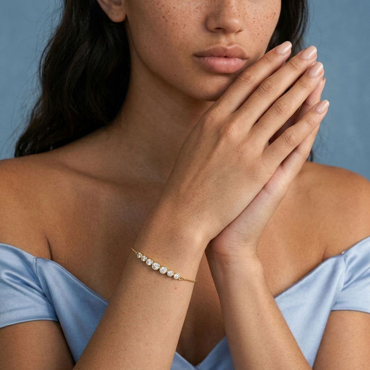 Round Brilliant Lab-Grown Diamond Bezel-Set Seven-Stone Bracelet 0.9 TCW - 18K Yellow Gold