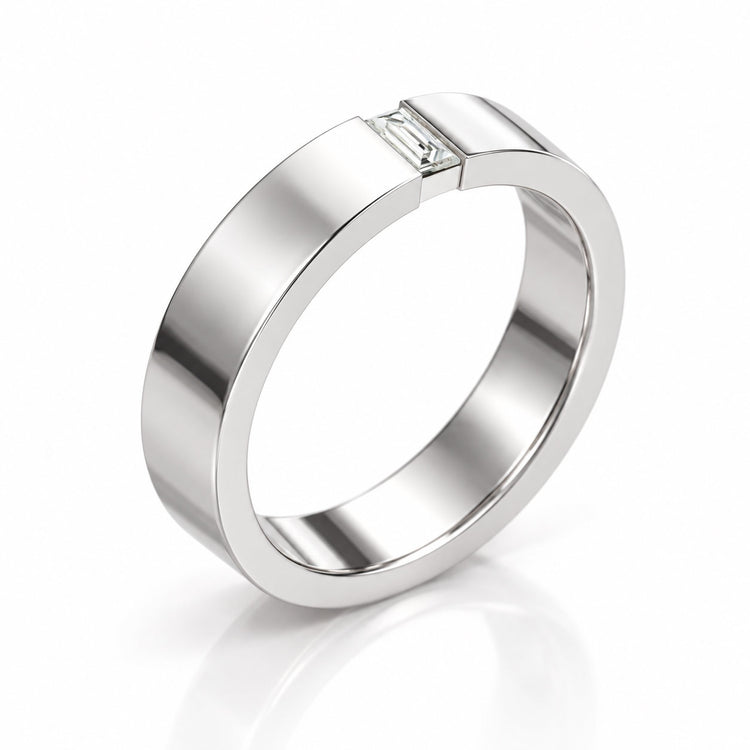 Baguette Lab-Grown Diamond Men's 5mm Wedding Band - Platinum - Size S