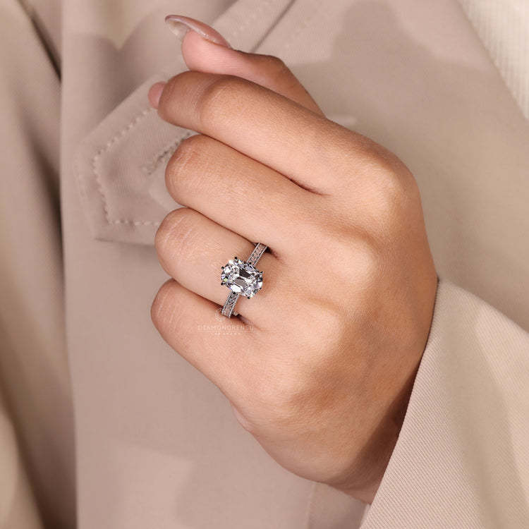 Cushion Old Mine Cut Ring art deco filigree style.
