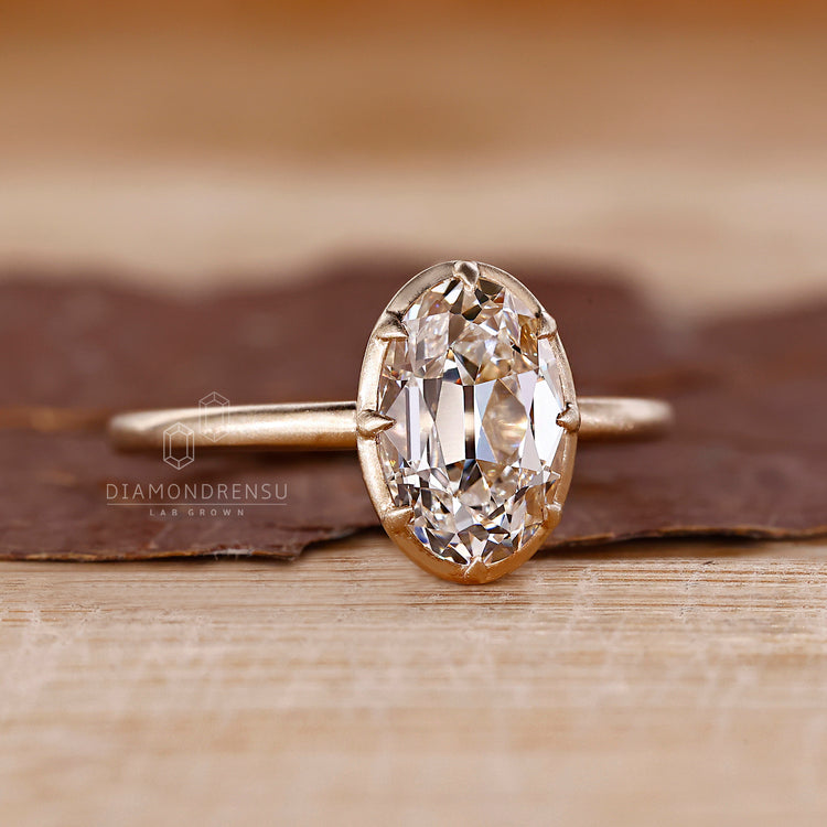 IGI certified old mine oval cut diamond ring.
