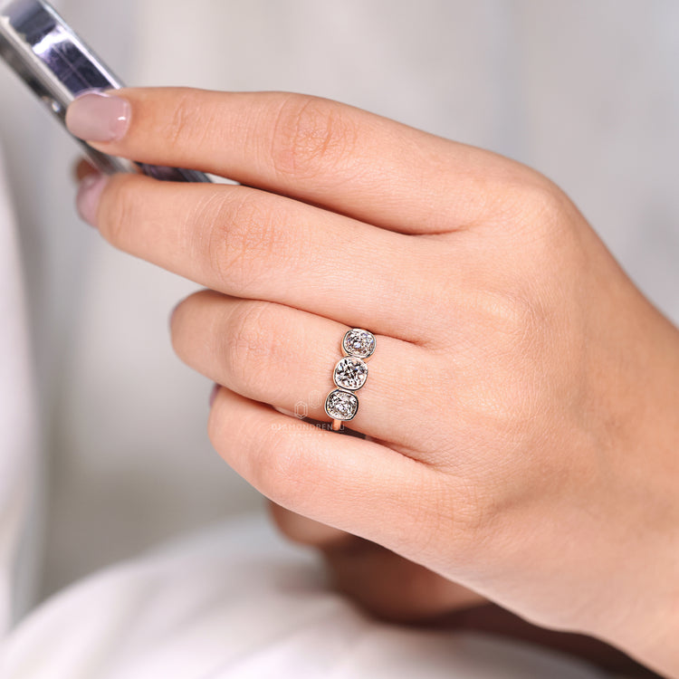 IGI certified Cushion Old European Cut Lab Grown Diamond ring.
