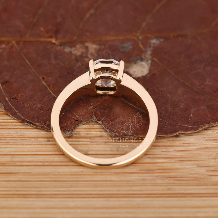Solitaire Cushion Old European Cut Ring with tapered shank.
