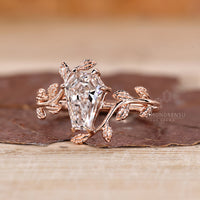 Lab grown coffin diamond ring nature style.
