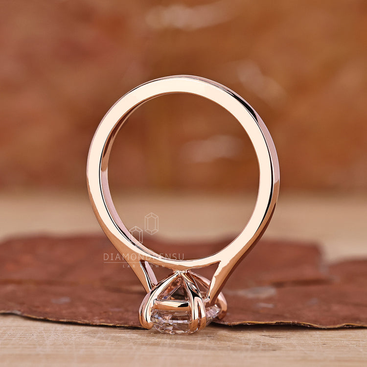 Handmade cushion old European cut ring cathedral set.