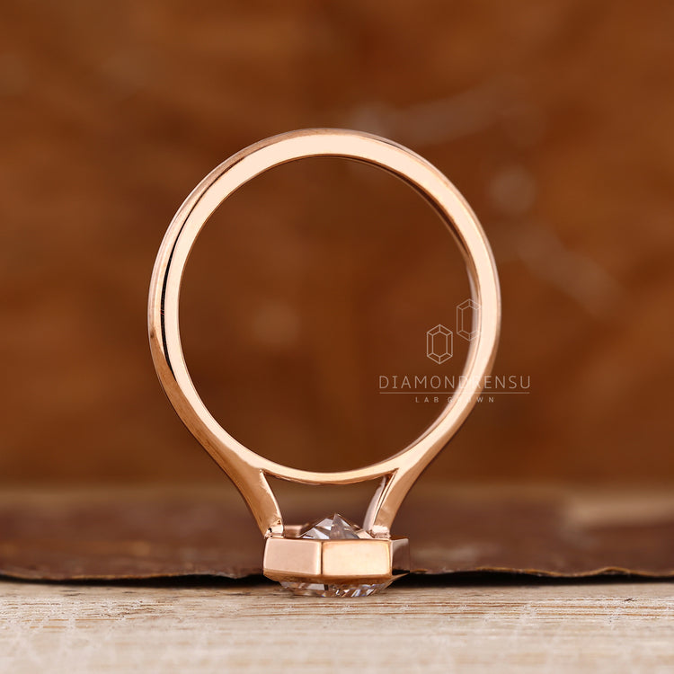 Coffin diamond ring handmade bezel design.