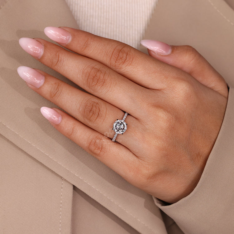 Handmade Portuguese cut ring pave round cathedral.
