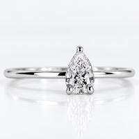 Pear Cut Lab-Grown Diamond Minimalist Solitaire Ring 0.25 CT - 10k White Gold - Size L