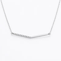 Round Lab-Grown Diamond Chevron Bar Necklace - 18k White Gold