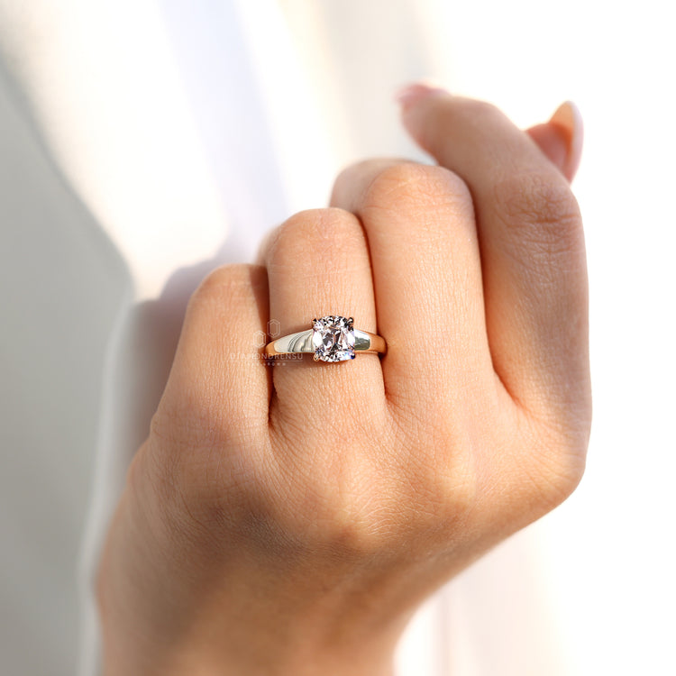 IGI certified Cushion Old European Cut Lab Grown Diamond ring.
