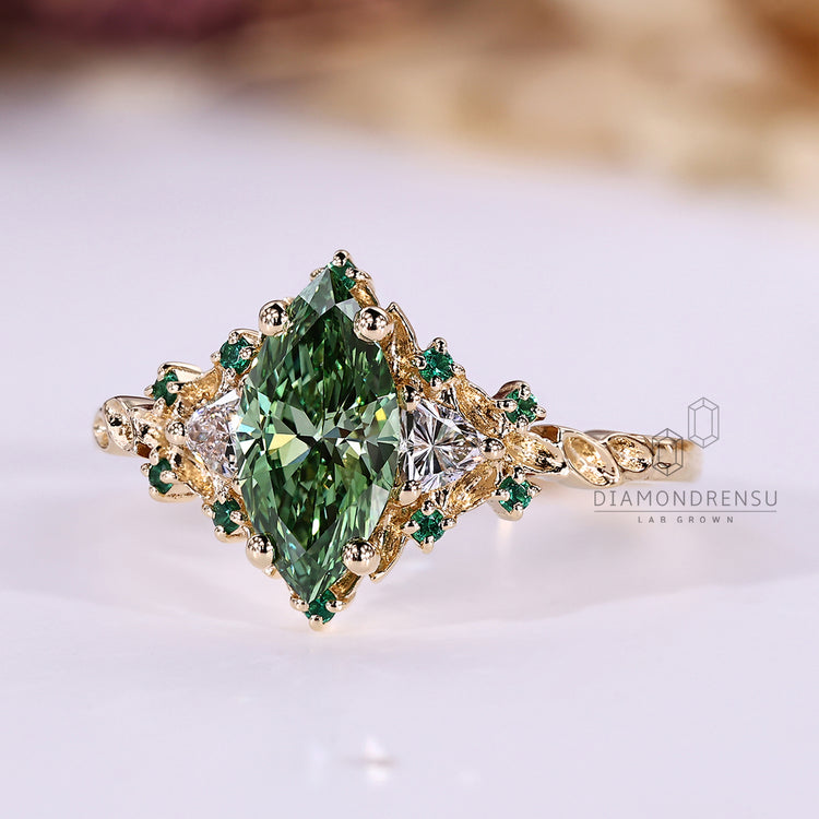 Lab grown marquise diamond ring vintage style.