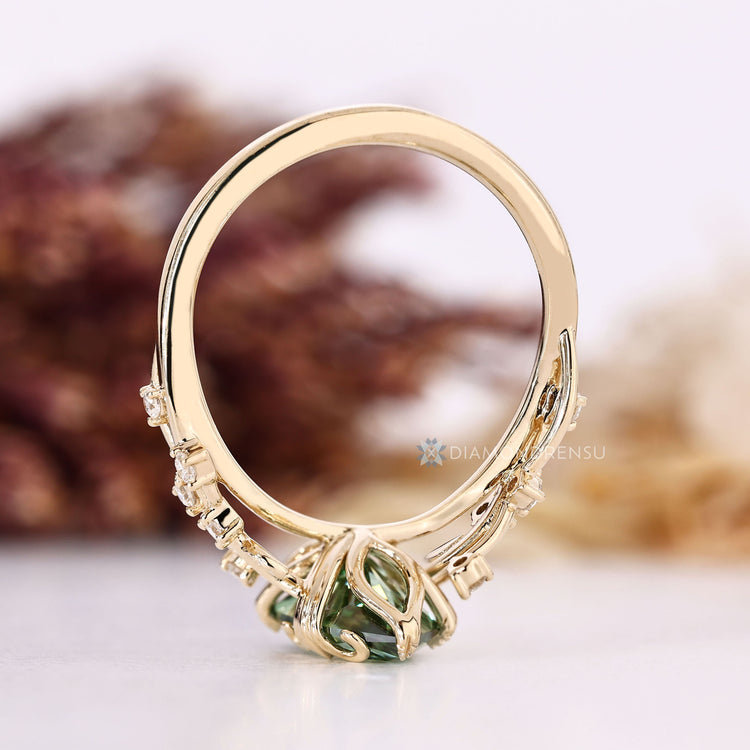 Dutch marquise diamond ring with tulip basket design.