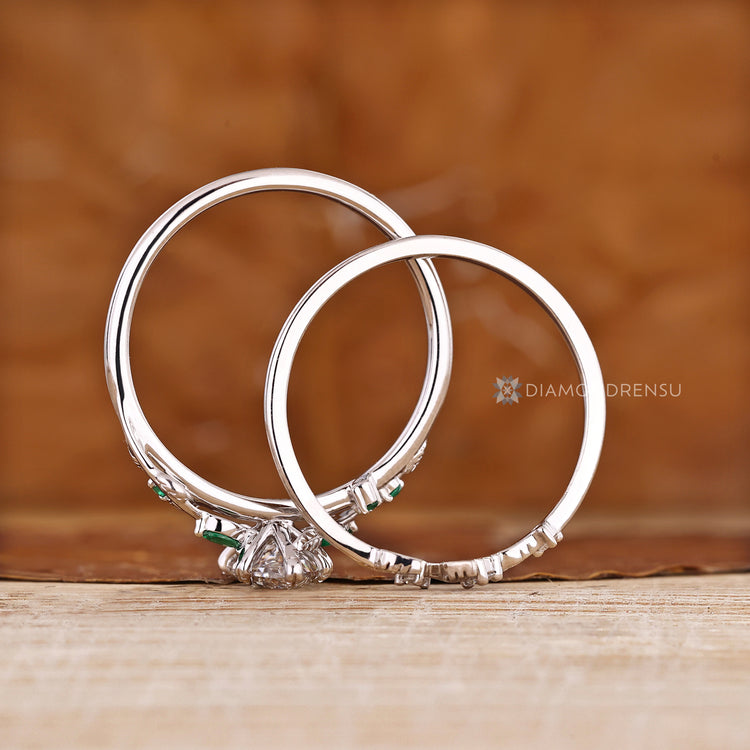 Handmade Dutch marquise diamond bridal set.