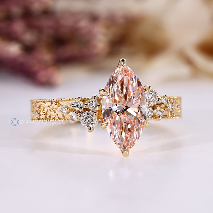 Marquise ring with tulip basket setting.