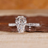 Lab grown coffin diamond ring pave band style.

