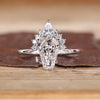 Coffin cut diamond ring vintage half halo style.