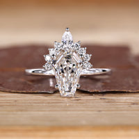 Coffin cut diamond ring vintage half halo style.
