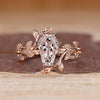 Coffin cut diamond ring nature inspired bypass set.