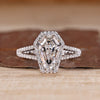 Coffin cut diamond ring halo split shank style.