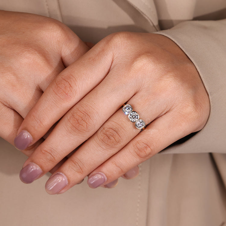 Cushion Old European Cut Ring elegant handmade design.
