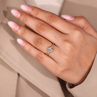 Seven stone Cushion Old European Cut Lab Grown Diamond ring.
