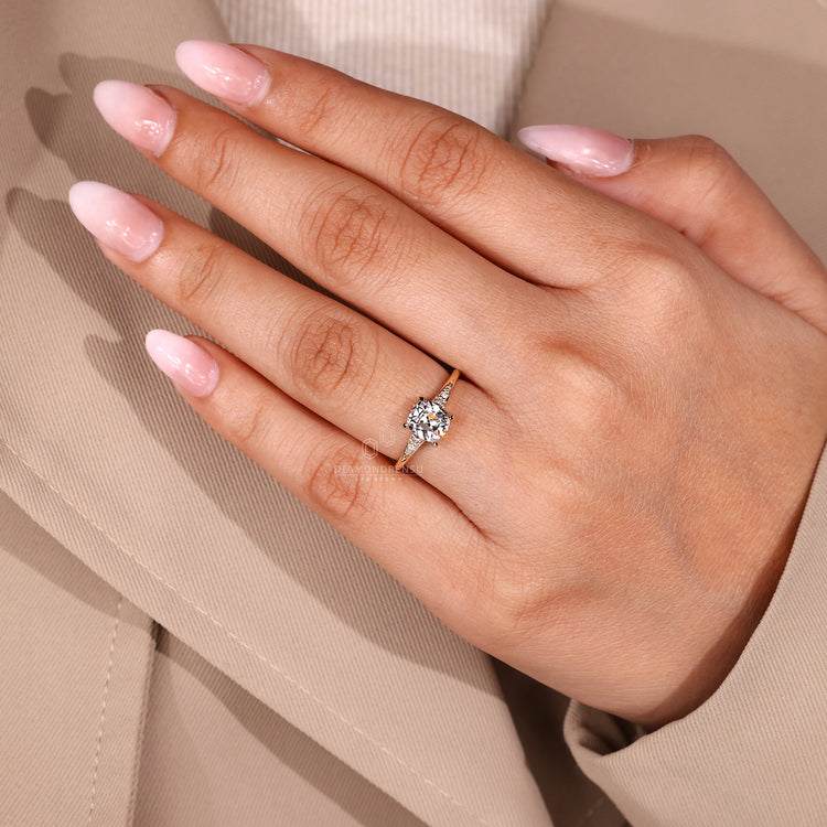 Seven stone Cushion Old European Cut Lab Grown Diamond ring.
