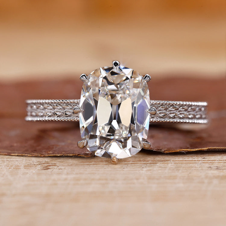 Cushion Old Mine Cut Ring vintage solitaire style.
