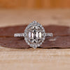 Cushion Old European Cut Ring halo pave style.
