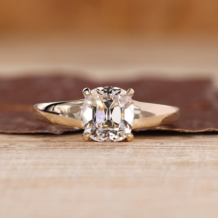 Cushion Old European Cut Ring solitaire style design.
