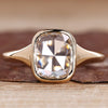 Cushion rose cut diamond ring bezel solitaire set.