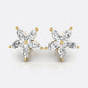 Flower Petal Marquise Cut Lab-Grown Diamond Stud + Solid Gold Earrings