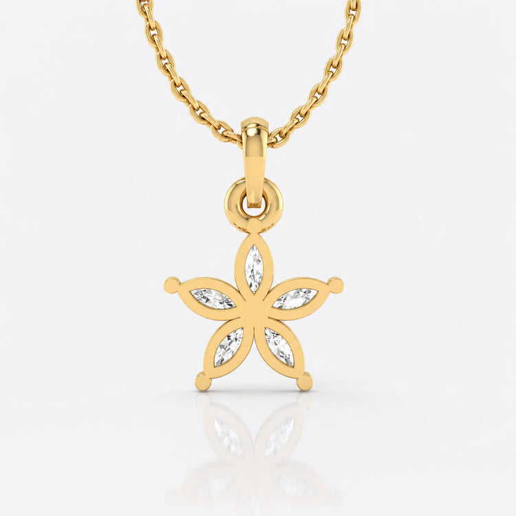 Flower Petal Marquise Cut Lab-Grown Diamond + Solid Gold Pendant Necklace