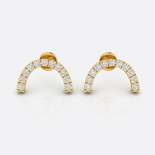 Semi-Circle Lab-Grown Diamond Stud + Solid Gold Earrings