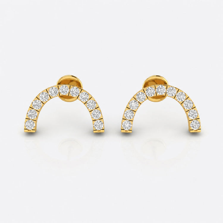 Semi-Circle Lab-Grown Diamond Stud + Solid Gold Earrings