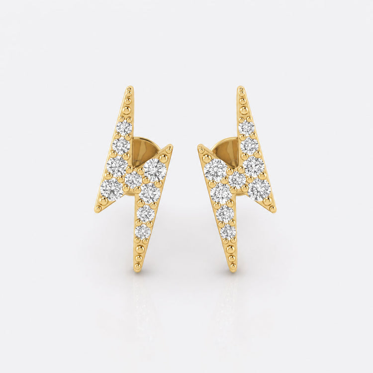 Lightning Bolt Lab-Grown Diamond Stud + Solid Gold Earrings