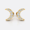Crescent Moon Lab-Grown Diamond Stud + Solid Gold Earrings