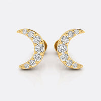 Crescent Moon Lab-Grown Diamond Stud + Solid Gold Earrings