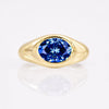 Oval Blue Moissanite East-West Domed Signet Ring 1.20 CT