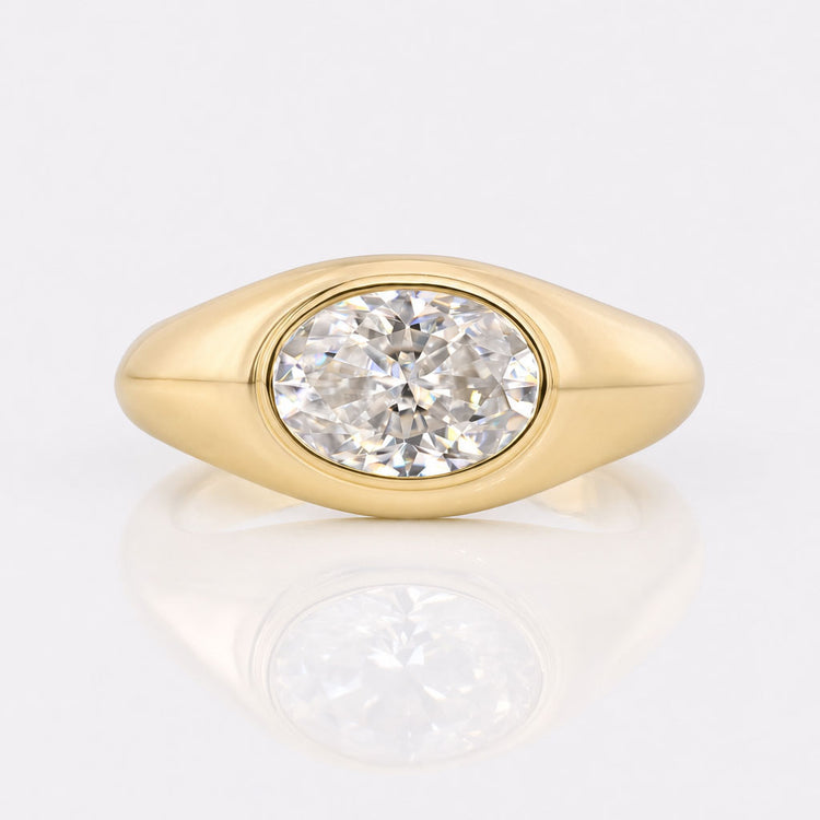 Oval East To West Moissanite Solitaire Engagement Ring 1.18 CT