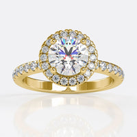 1.97 TCW Classic Round Brilliant Cut Halo Pave Moissanite Engagement Ring