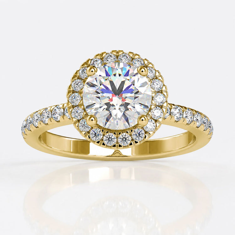 1.97 TCW Classic Round Brilliant Cut Halo Pave Moissanite Engagement Ring