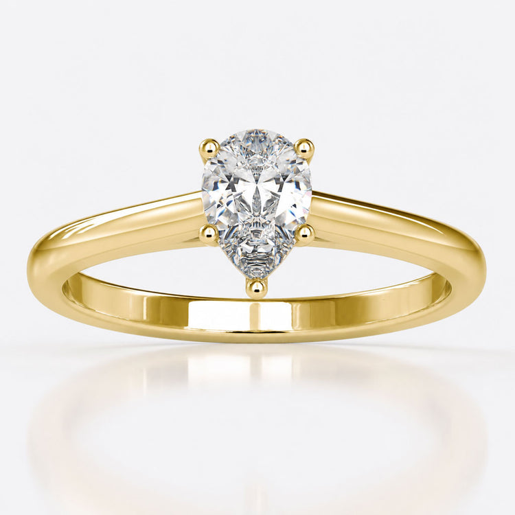0.53 CT Pear Cut Colourless Simple Solitaire Moissanite Ring